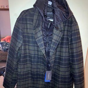 Men's Andrew Marc Waltham Topcoat XL Black/Olive